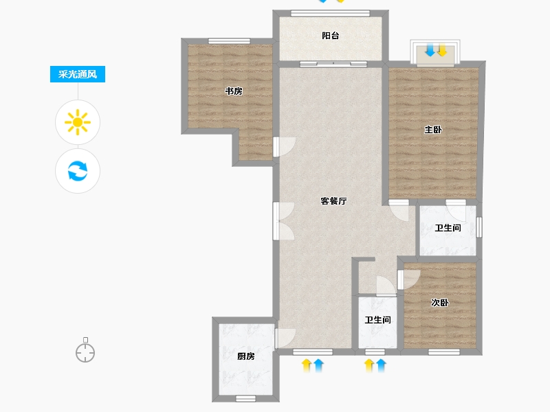 山西省-朔州市-仁景台-120.00-户型库-采光通风