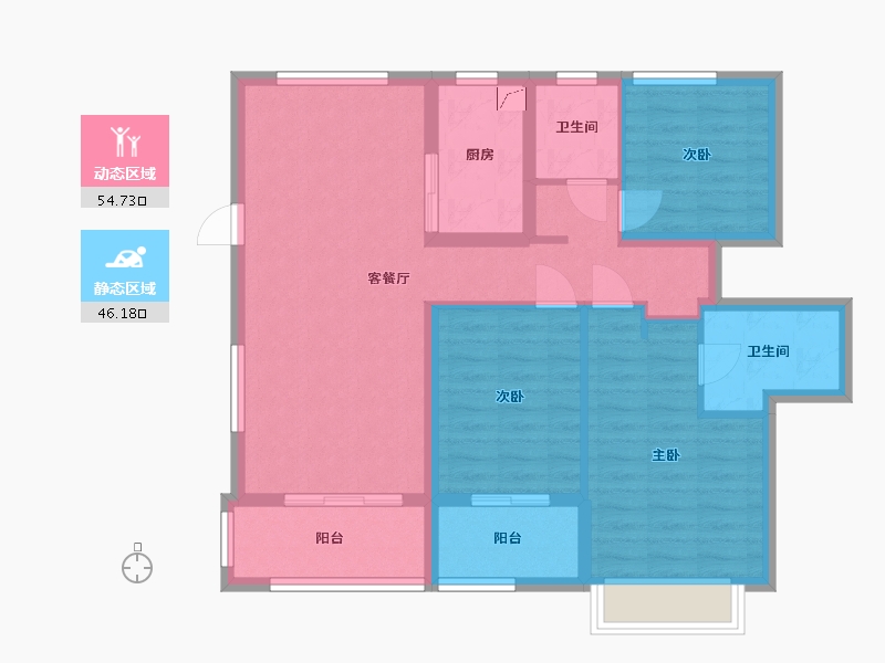 陕西省-西安市-绿地璀璨天城-95.00-户型库-动静分区