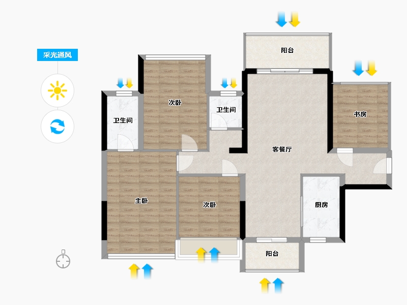 广西壮族自治区-钦州市-益海·现代豪庭-105.00-户型库-采光通风