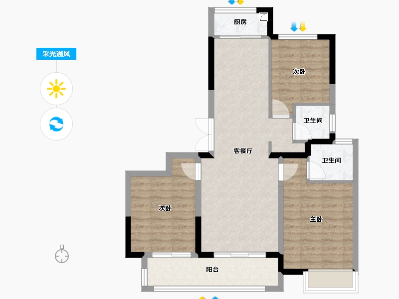 江苏省-盐城市-迎宾花苑-100.00-户型库-采光通风