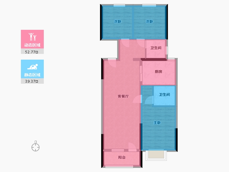 辽宁省-大连市-青云天下-82.44-户型库-动静分区