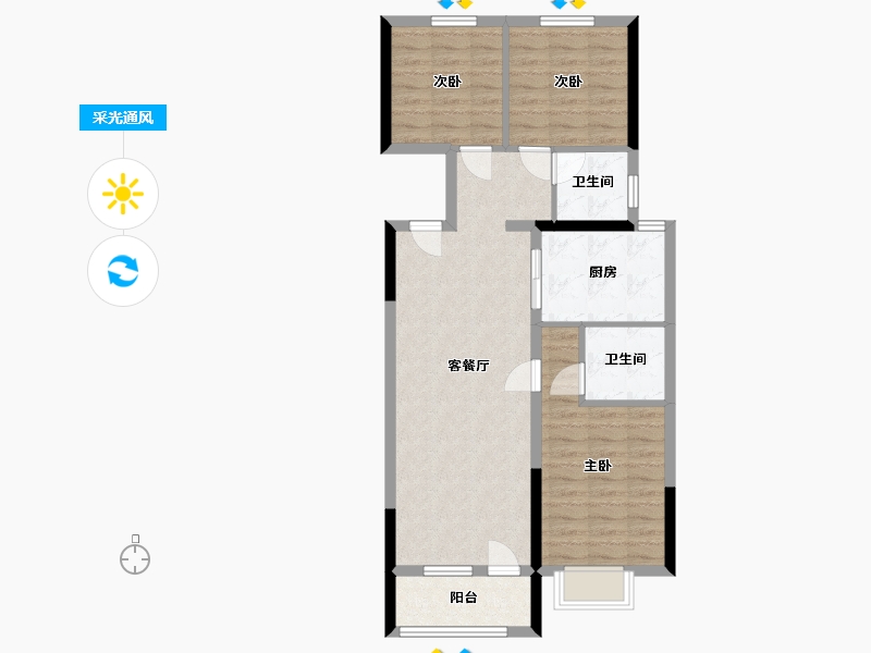 辽宁省-大连市-青云天下-82.44-户型库-采光通风