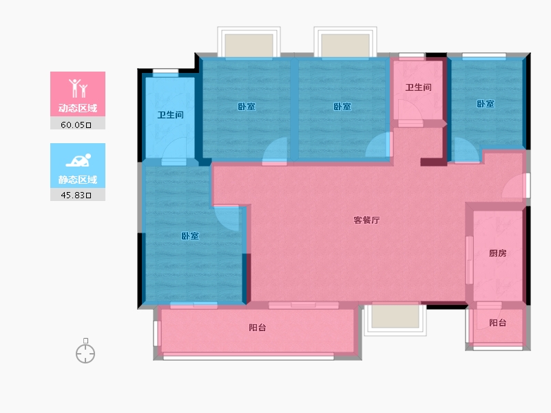 四川省-泸州市-世茂璀璨里程-93.37-户型库-动静分区