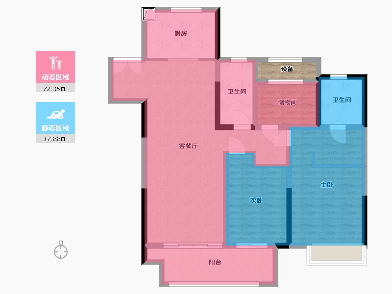 江苏省-连云港市-吾悦和府-100.47-户型库-动静分区