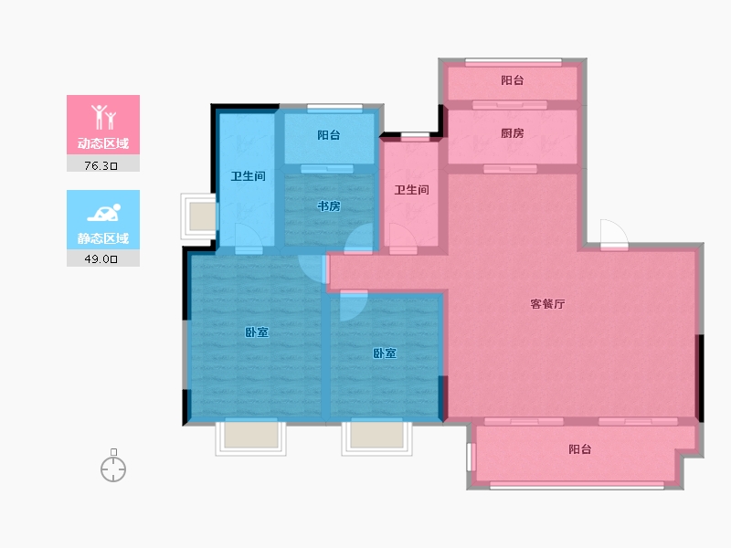 江苏省-常州市-东方君开-111.90-户型库-动静分区