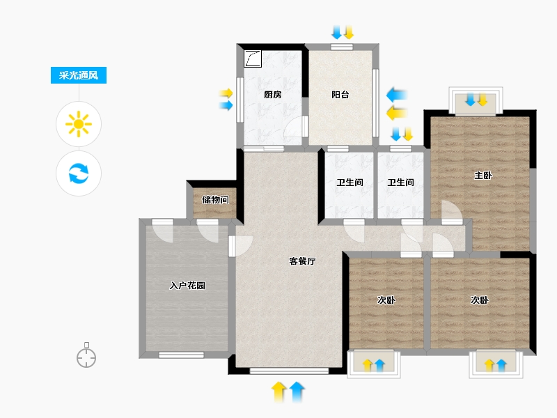 四川省-成都市-长城南苑-112.88-户型库-采光通风