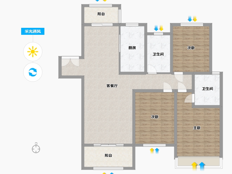 河南省-周口市-太康建业城-135.01-户型库-采光通风