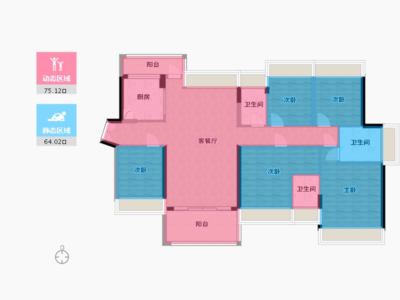 广东省-惠州市-惠州星河丹堤-124.55-户型库-动静分区