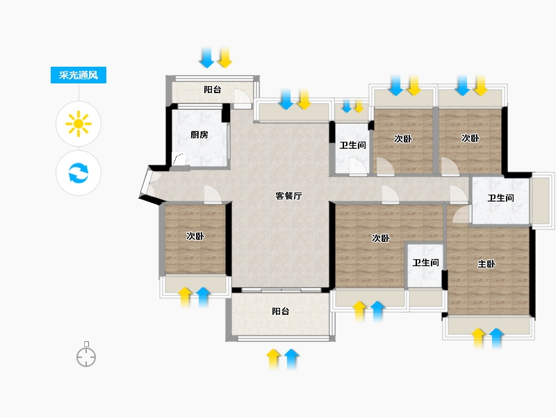 广东省-惠州市-惠州星河丹堤-124.55-户型库-采光通风