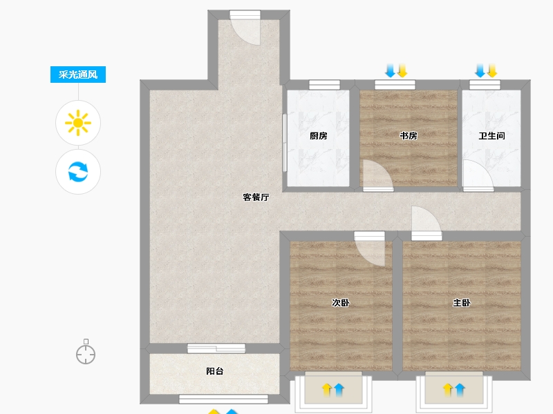 河北省-张家口市-京北融创-69.78-户型库-采光通风