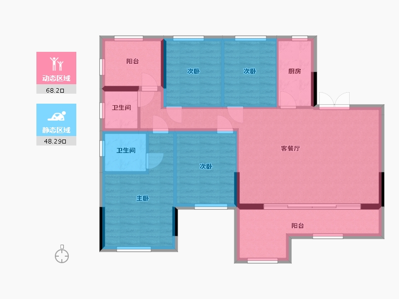 贵州省-黔南布依族苗族自治州-黄埔小镇公园里-105.00-户型库-动静分区