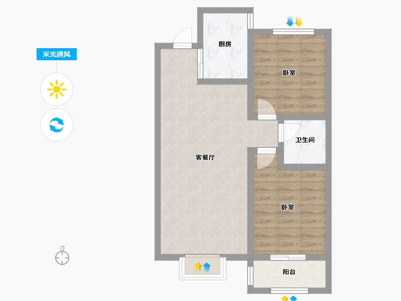 河北省-秦皇岛市-明星翰邻苑-65.36-户型库-采光通风