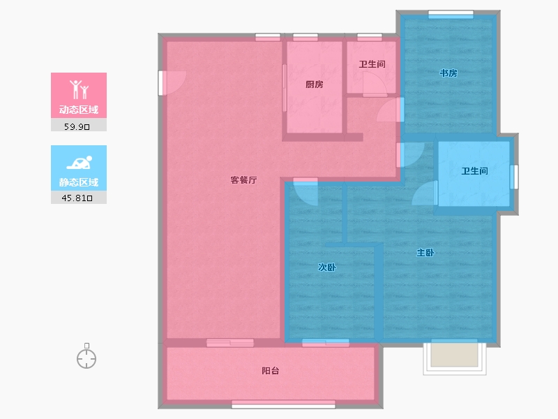 江苏省-淮安市-淮安院子-94.00-户型库-动静分区