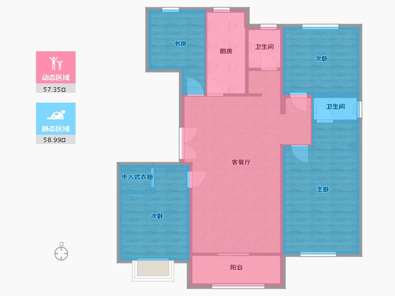 河北省-秦皇岛市-那畔云起墅-104.67-户型库-动静分区