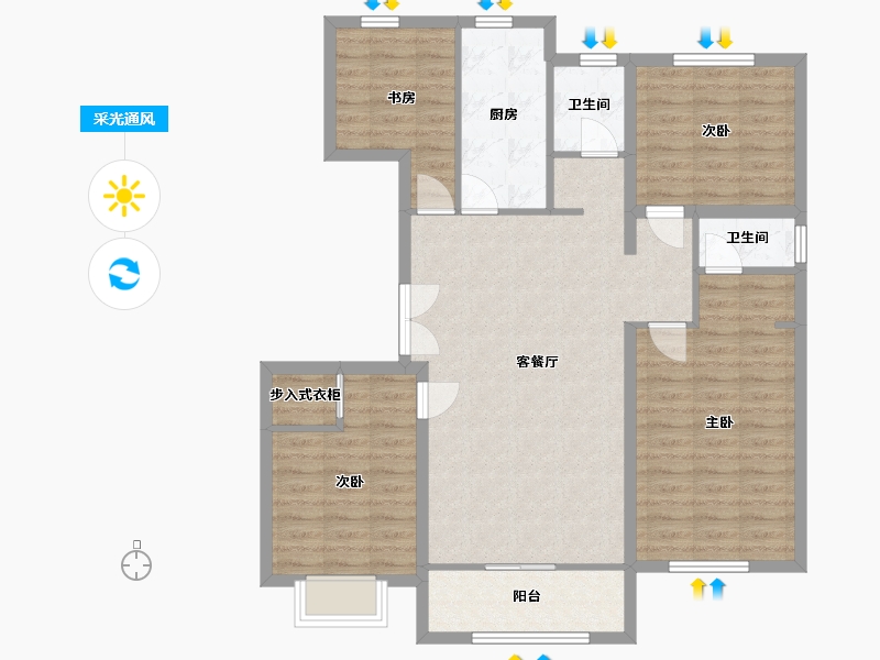 河北省-秦皇岛市-那畔云起墅-104.67-户型库-采光通风