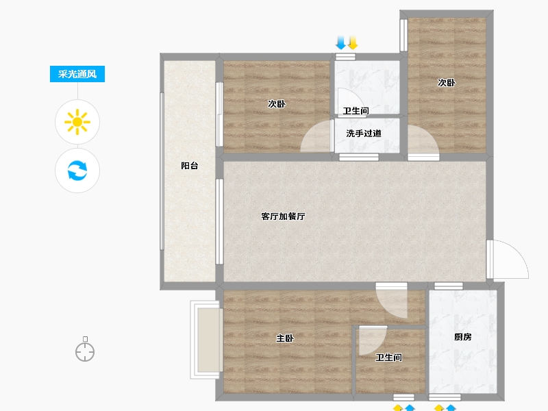 云南省-昆明市-中骏天誉-77.48-户型库-采光通风