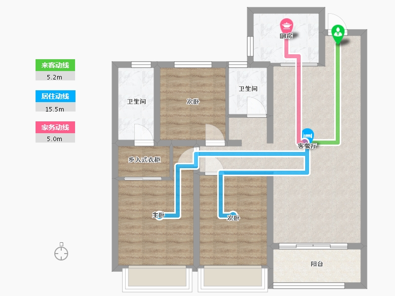 山东省-临沂市-鲁班书香世家-84.43-户型库-动静线