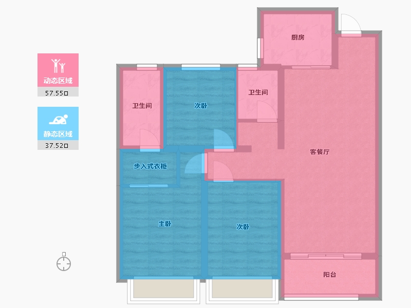 山东省-临沂市-鲁班书香世家-84.43-户型库-动静分区