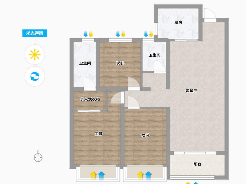 山东省-临沂市-鲁班书香世家-84.43-户型库-采光通风