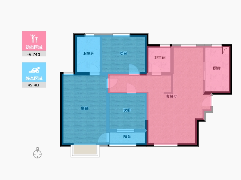 天津-天津市-仁雅家园-85.00-户型库-动静分区