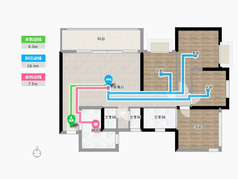 四川省-成都市-格林城市花园-100.16-户型库-动静线