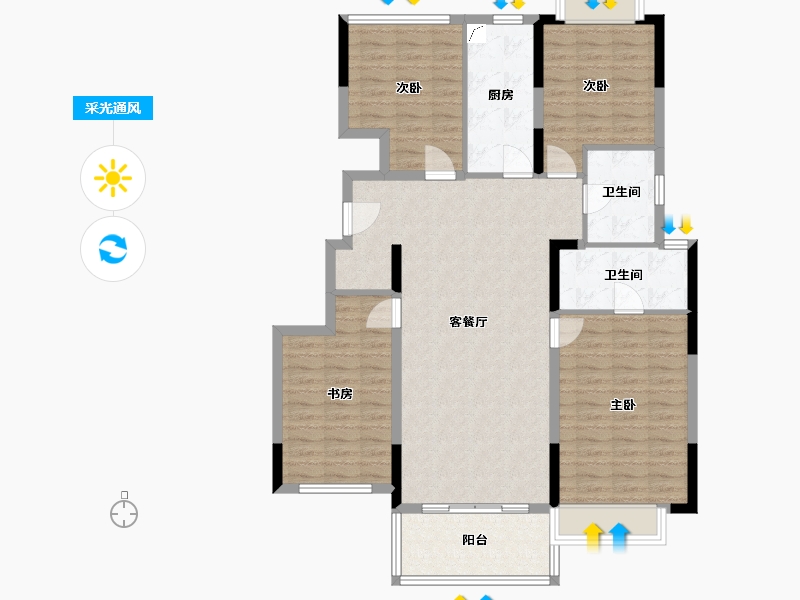 湖南省-长沙市-合能枫丹星悦-117.00-户型库-采光通风