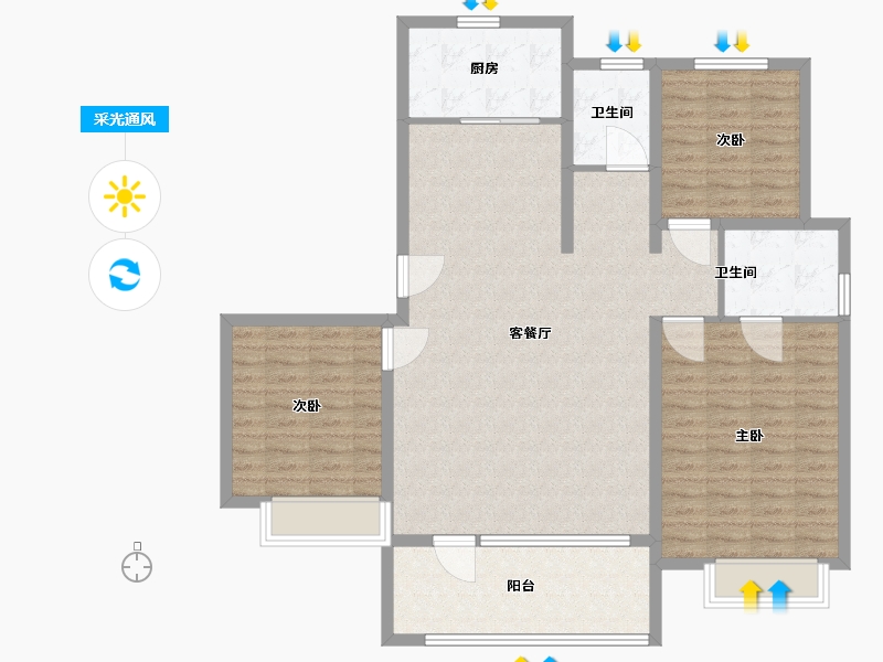 山东省-青岛市-昱苑金岸丽景三期-117.94-户型库-采光通风