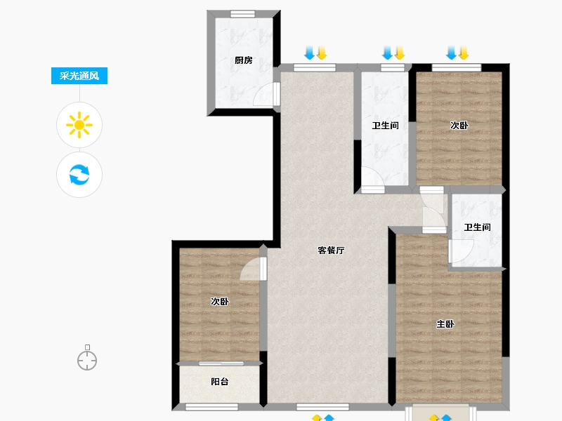 山东省-滨州市-得瑞龙湖国际社区-99.99-户型库-采光通风