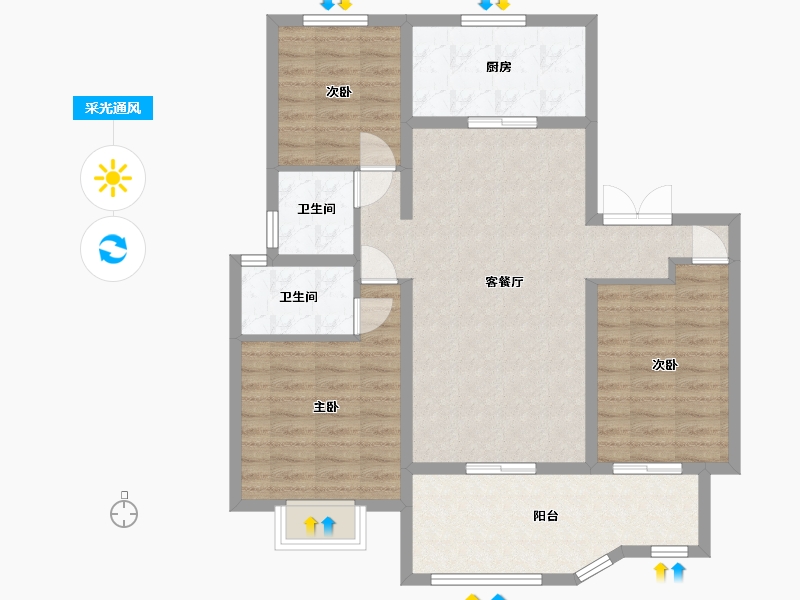 湖北省-荆门市-城控·秀江南-93.42-户型库-采光通风