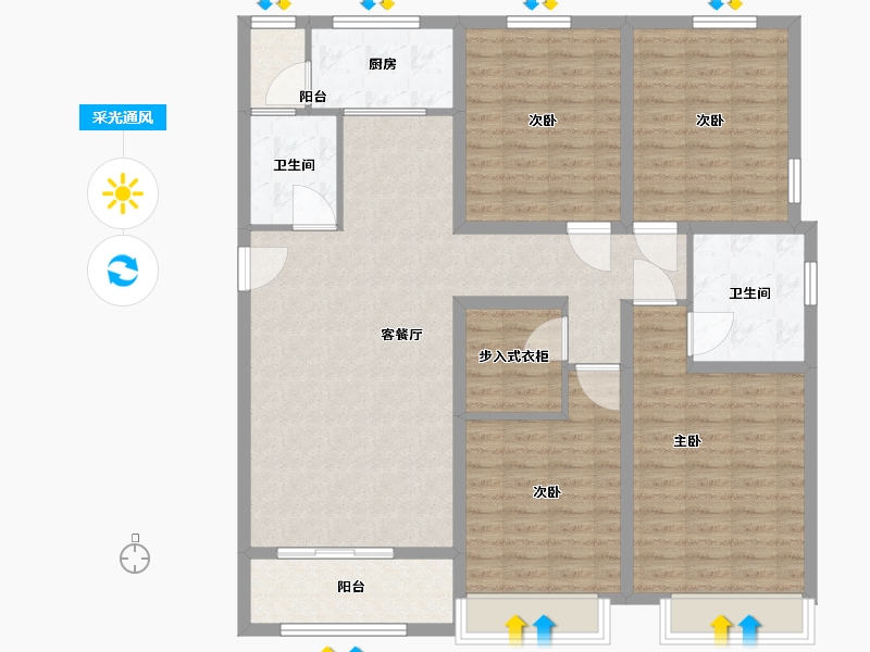 陕西省-安康市-现代城-130.01-户型库-采光通风