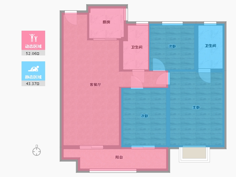 浙江省-金华市-红星天铂-85.16-户型库-动静分区