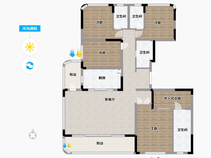 重庆-重庆市-重庆·融创壹号院-185.54-户型库-采光通风