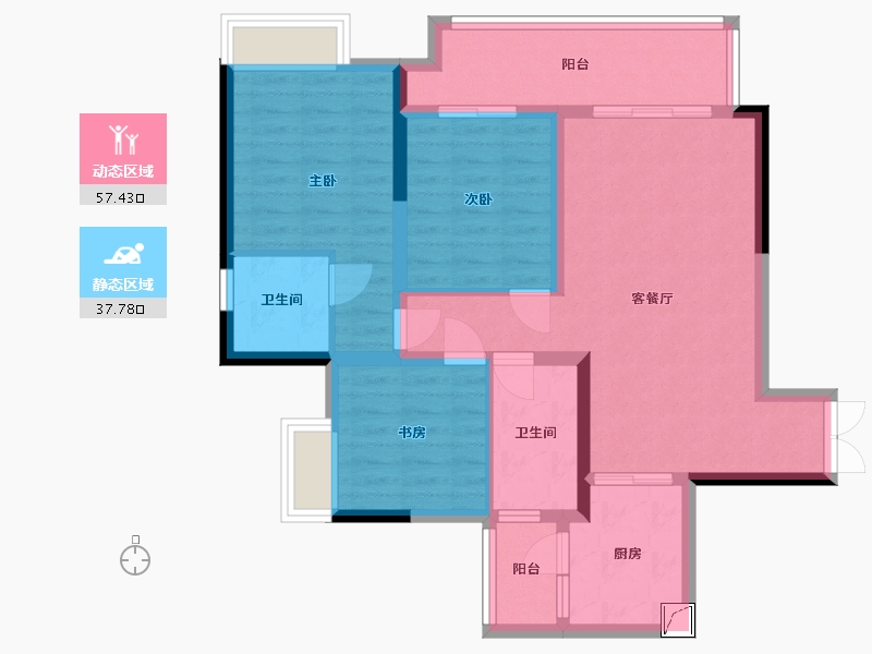 重庆-重庆市-融汇温泉锦绣里二期-84.30-户型库-动静分区