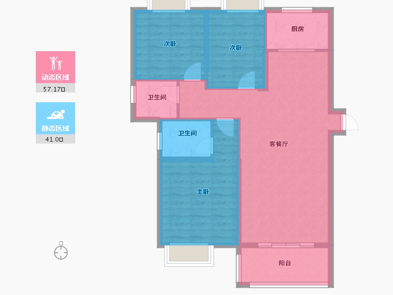 湖北省-孝感市-金域国际-88.52-户型库-动静分区