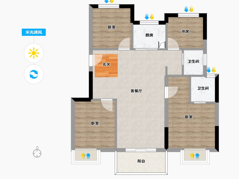 福建省-南平市-正荣・财富中心-75.95-户型库-采光通风