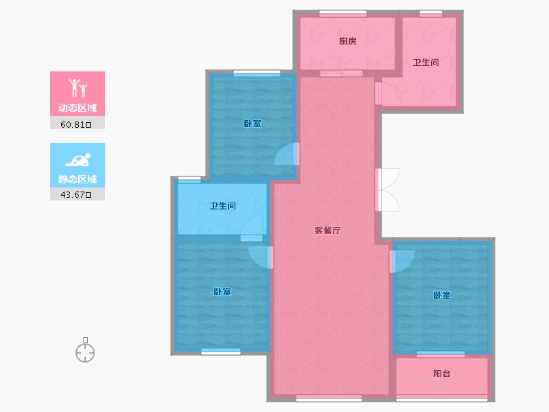 新疆维吾尔自治区-克拉玛依市-鼎升嘉园-92.63-户型库-动静分区