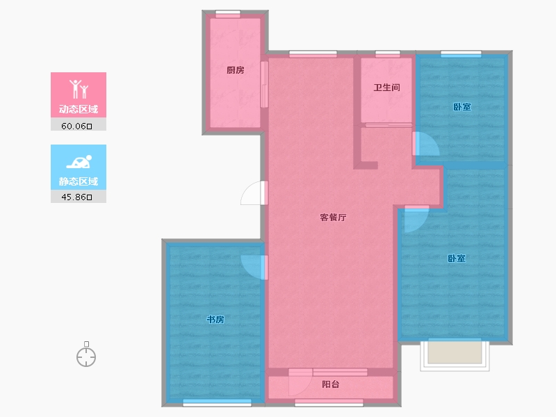 新疆维吾尔自治区-哈密地区-润惠园-94.25-户型库-动静分区