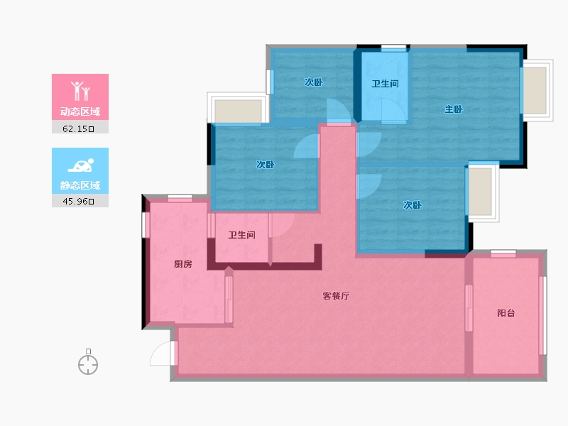 广东省-惠州市-深业西湖三里-96.55-户型库-动静分区