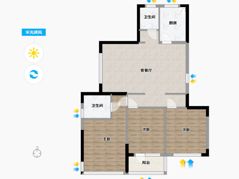 浙江省-宁波市-悦君台-91.45-户型库-采光通风