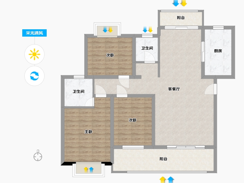 江西省-吉安市-顺泰中央公馆-102.07-户型库-采光通风