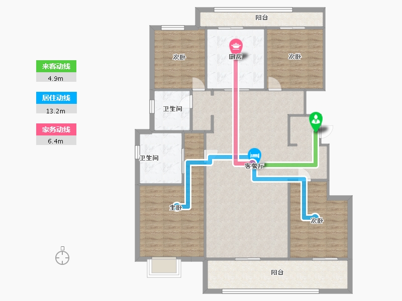 山东省-烟台市-万科翡翠大道-130.00-户型库-动静线