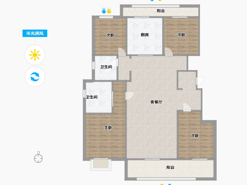 山东省-烟台市-万科翡翠大道-130.00-户型库-采光通风