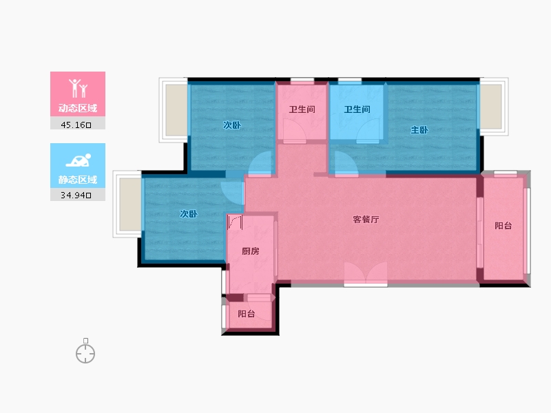 湖北省-武汉市-佳兆业金域天下-71.48-户型库-动静分区