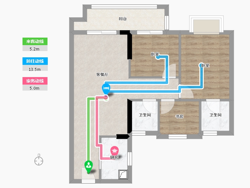 浙江省-金华市-蒲河花苑-62.40-户型库-动静线