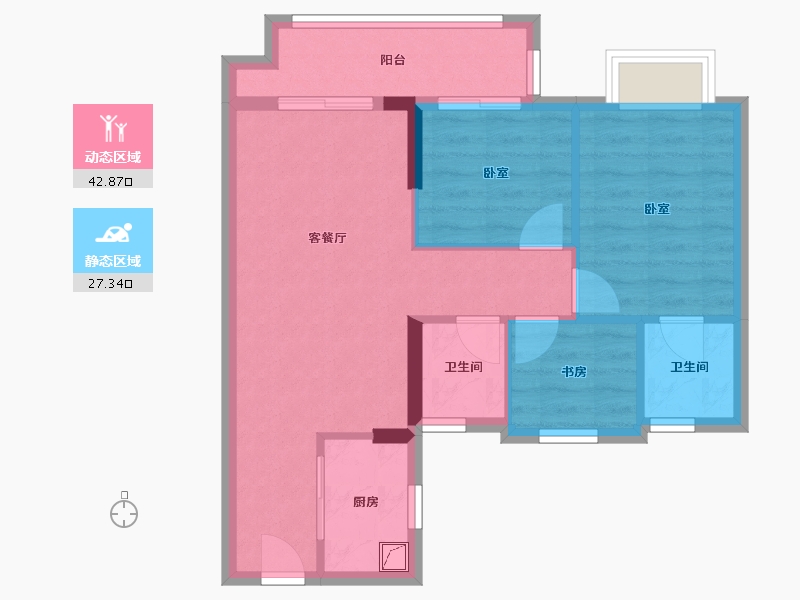 浙江省-金华市-蒲河花苑-62.40-户型库-动静分区