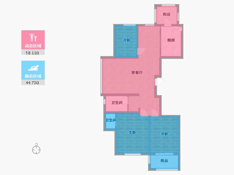 辽宁省-沈阳市-惠民馨苑-91.44-户型库-动静分区