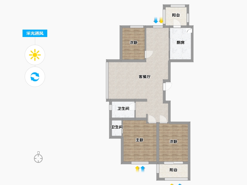 辽宁省-沈阳市-惠民馨苑-91.44-户型库-采光通风