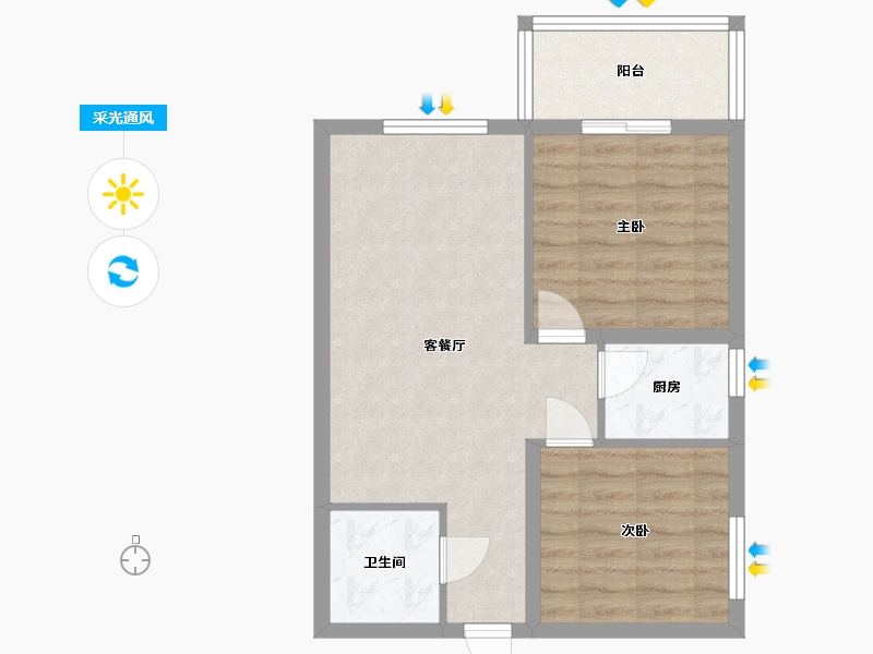 河北省-石家庄市-龙洲新城-58.00-户型库-采光通风