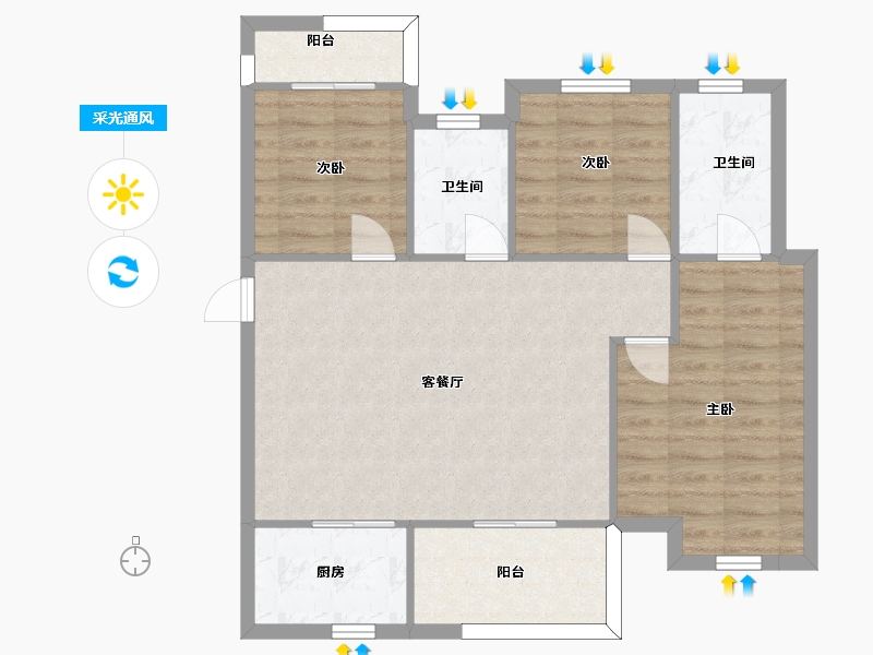 福建省-漳州市-中骏四季阳光一期-80.00-户型库-采光通风