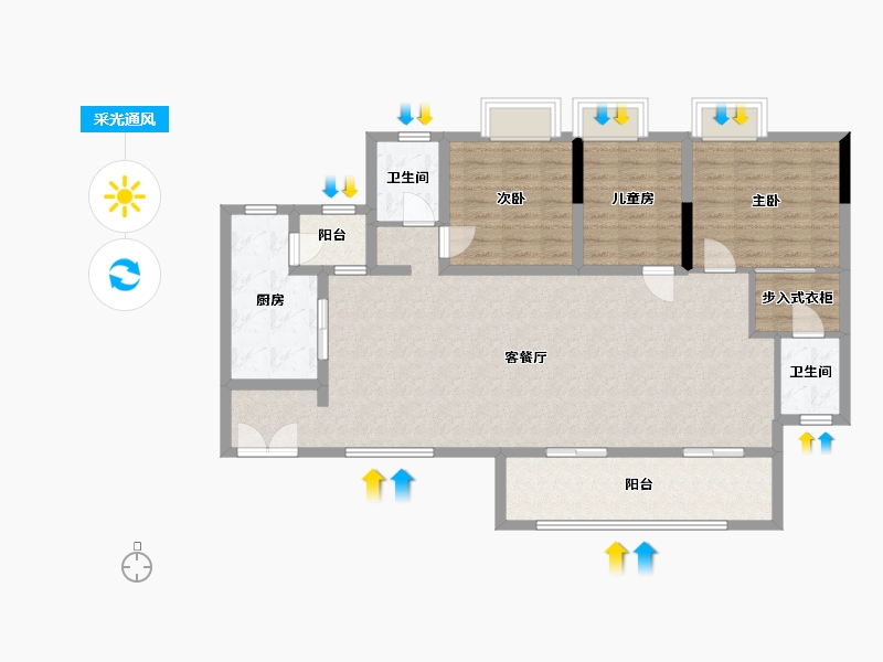 贵州省-贵阳市-中铁生态城太阳谷-116.00-户型库-采光通风